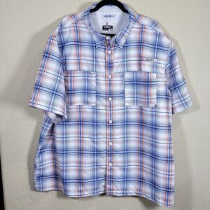 Habit Shirt Fishing Button Up Vented White w/ Red Blue Check UPF40 3XL Outdoors